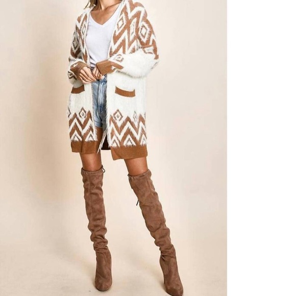 #36 2 LEFT! CLOSEOUT SALE! New Aztec Cardigan Sweater Coat - Picture 3 of 5